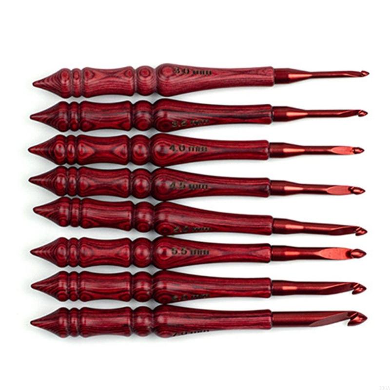 Wooden Crochet Hooks Ergonomic Handle - 8Pcs Wooden Handle Crochet Hook Set