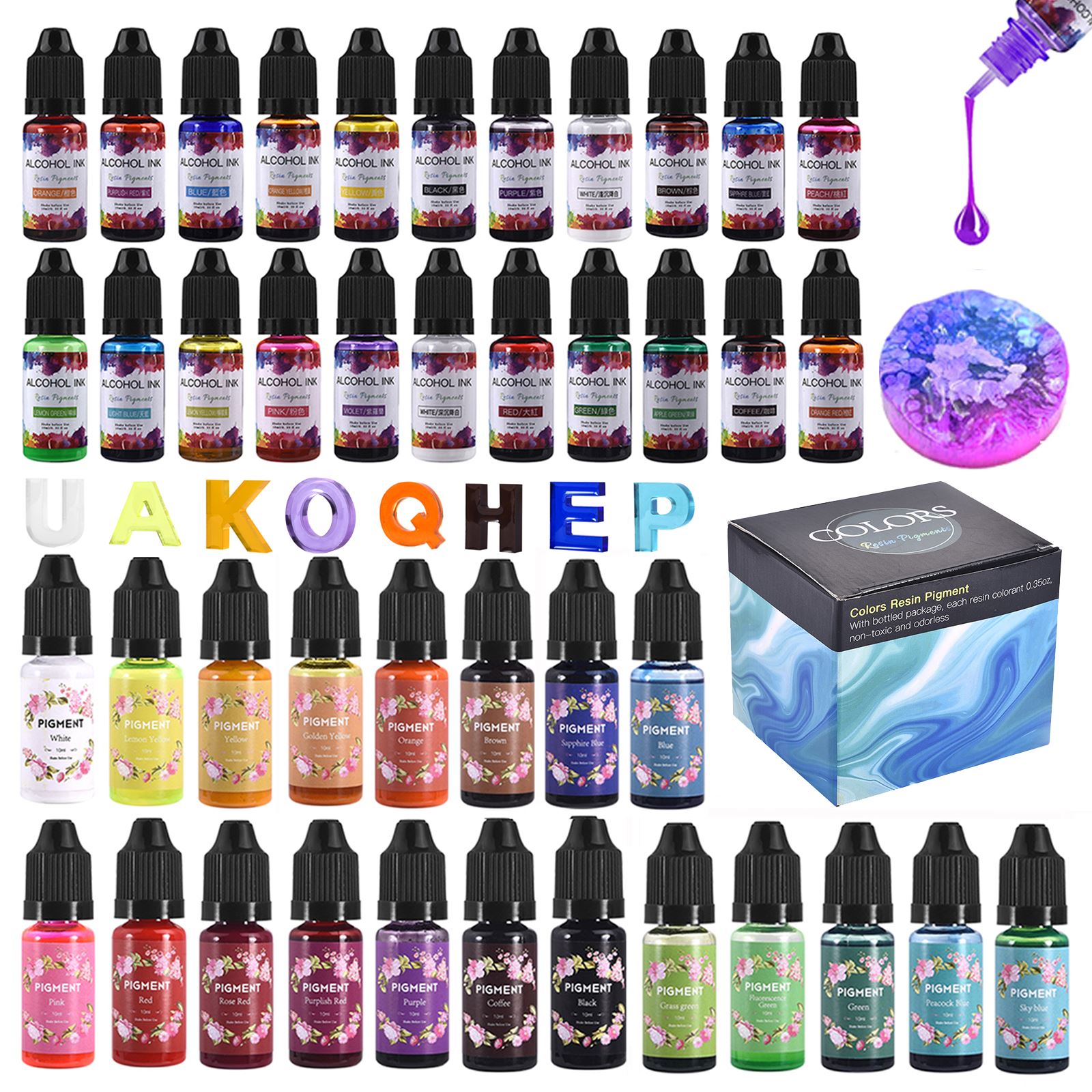 Silicone Epoxy Resin Molds Set - 1 Set Resin Pigment Kit Art