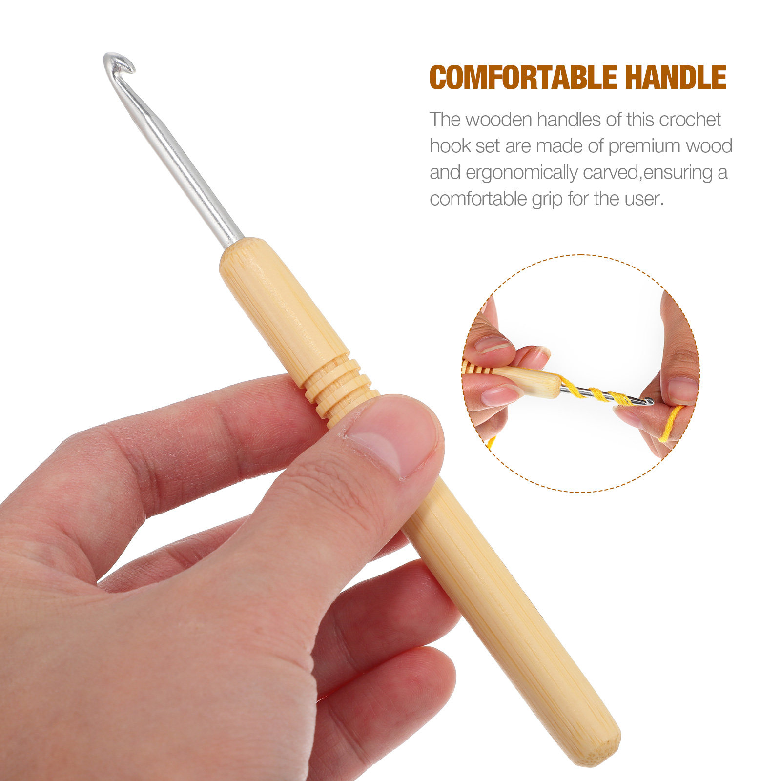 1Set Wooden Crochet Hook Set V - огляд і ціна Wooden Crochet Hooks Ergonomic Handle