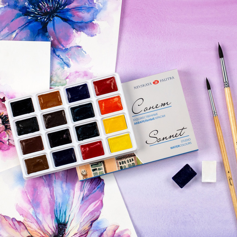 Russia White Nights Solid Wate - огляд і ціна Watercolor Paint Set Solid Pigment