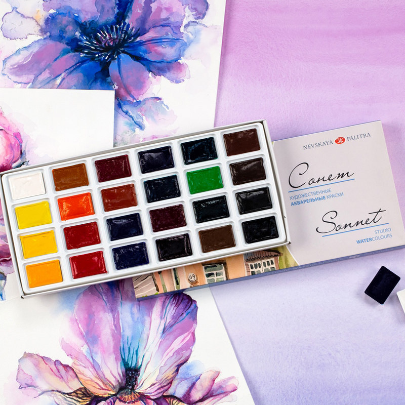 Russia White Nights Solid Wate - огляд і ціна Watercolor Paint Set Solid Pigment