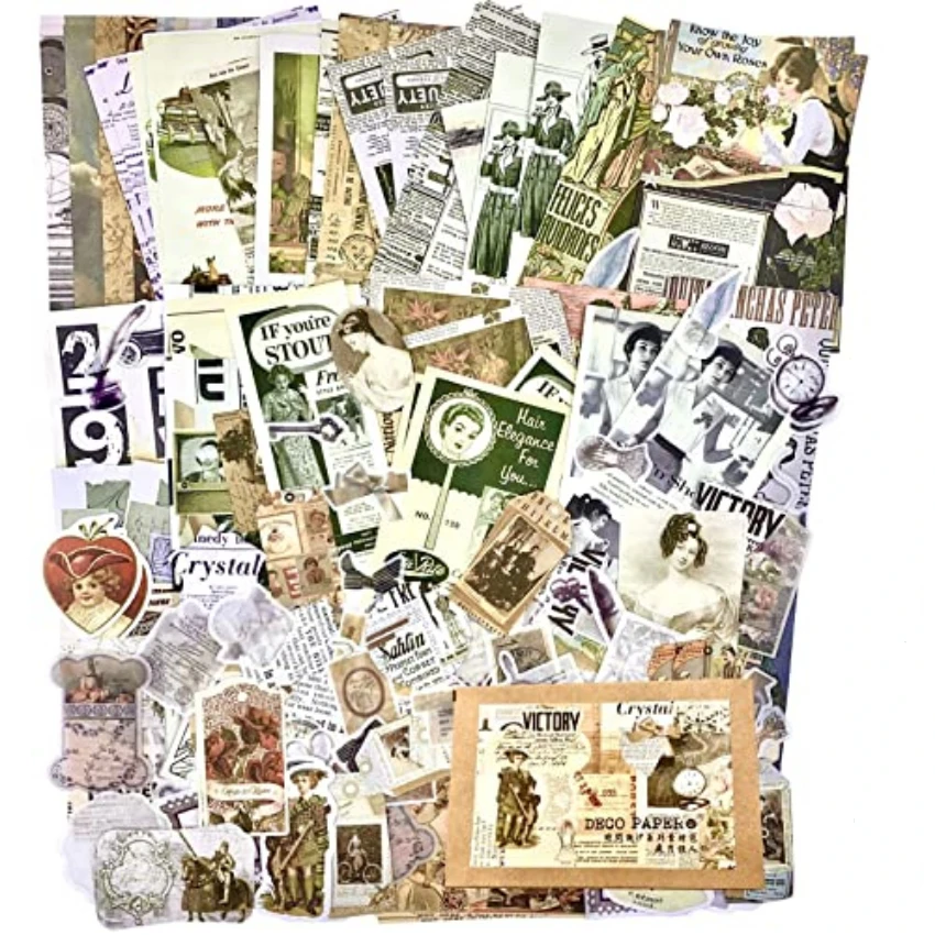 Vintage Stickers For Journalin - огляд і ціна Vintage Junk Journal Scrapbooking Paper