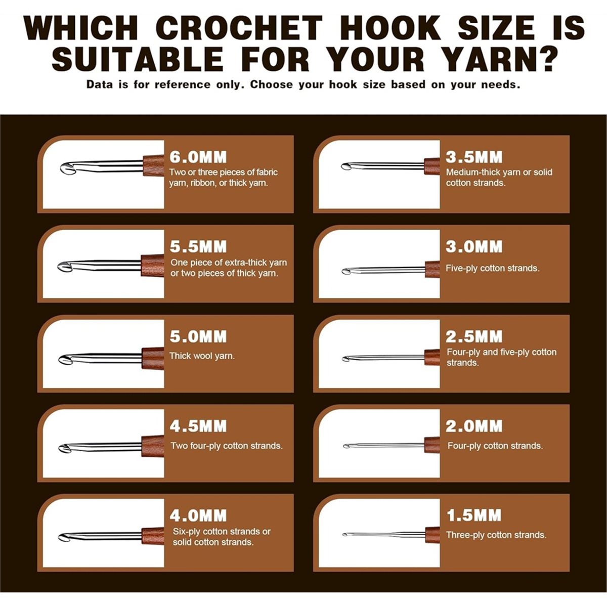 AT16 5 Pcs Crochet Hook, 5 Siz - огляд і ціна Wooden Crochet Hooks Ergonomic Handle