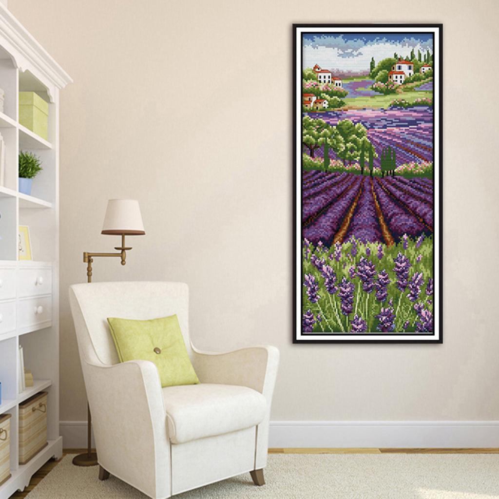 Lavender Flowers Stamped Cross - огляд і ціна Cross Stitch Stamped Kits Beginners