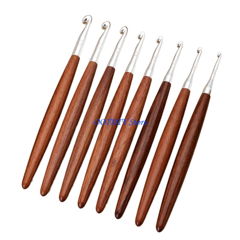 367A 8Pcs Wooden Handle Croche - огляд і ціна Wooden Crochet Hooks Ergonomic Handle