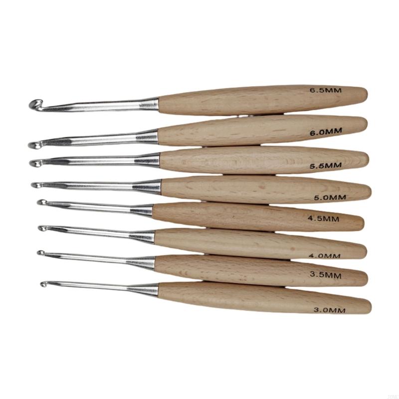 8Pcs Ergonomic Crochet Hook fo - огляд і ціна Wooden Crochet Hooks Ergonomic Handle