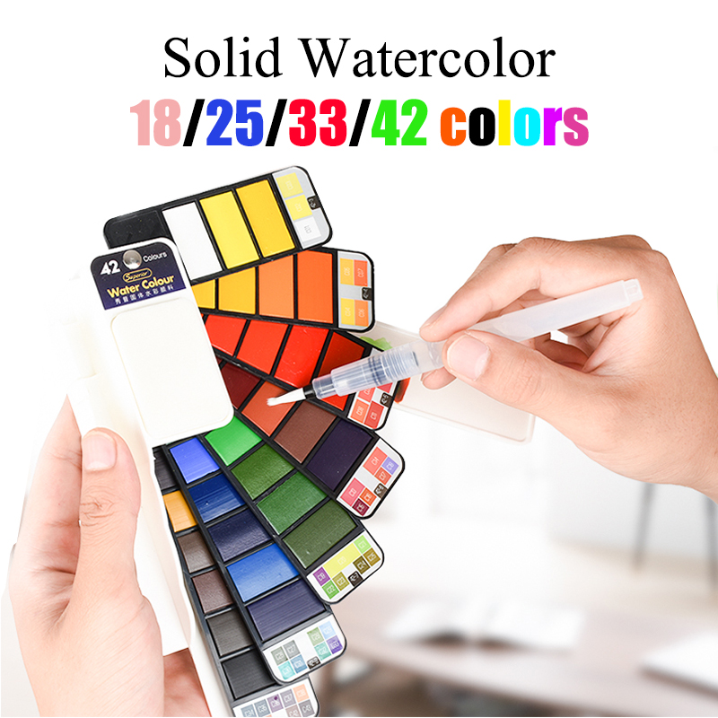 18/25/33/42 Colors Solid Water - огляд і ціна Watercolor Paint Set Solid Pigment