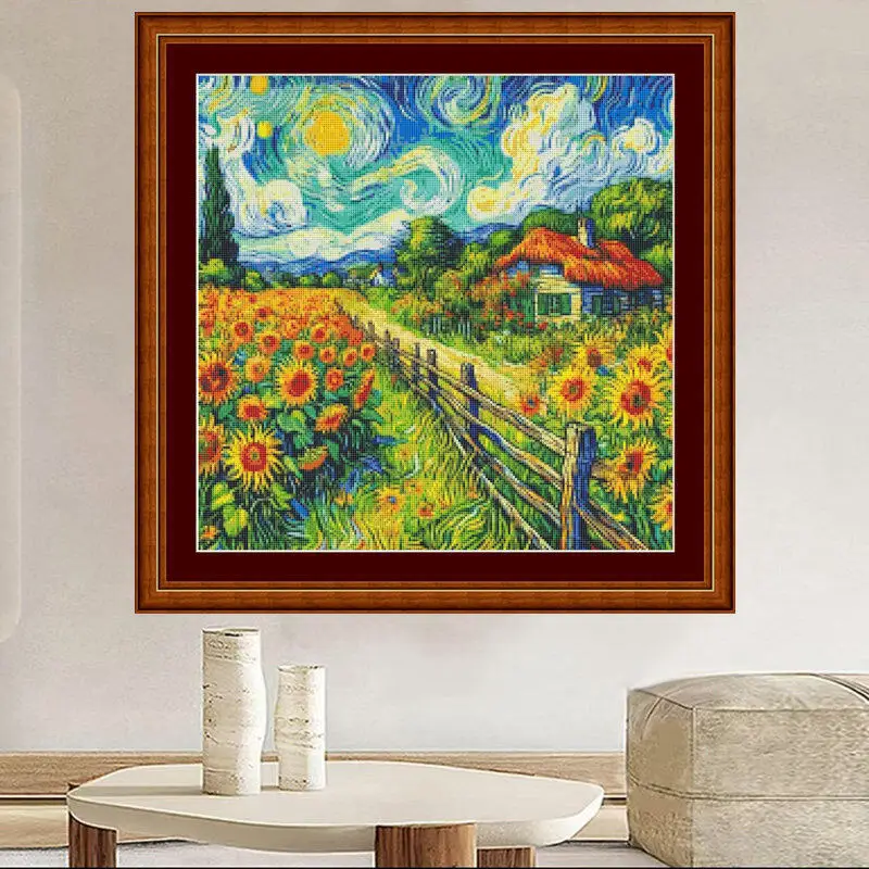 [[CC4656-Van Gogh Series Sunfl - огляд і ціна Cross Stitch Stamped Kits Beginners
