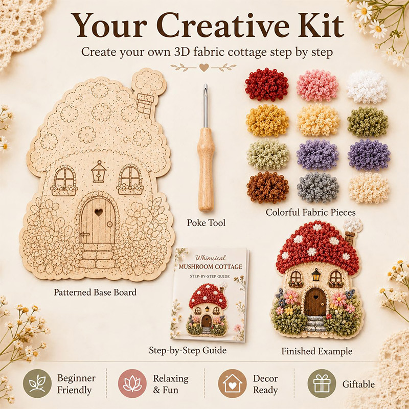 3D Mushroom House Poke Art DIY - огляд і ціна Sewing