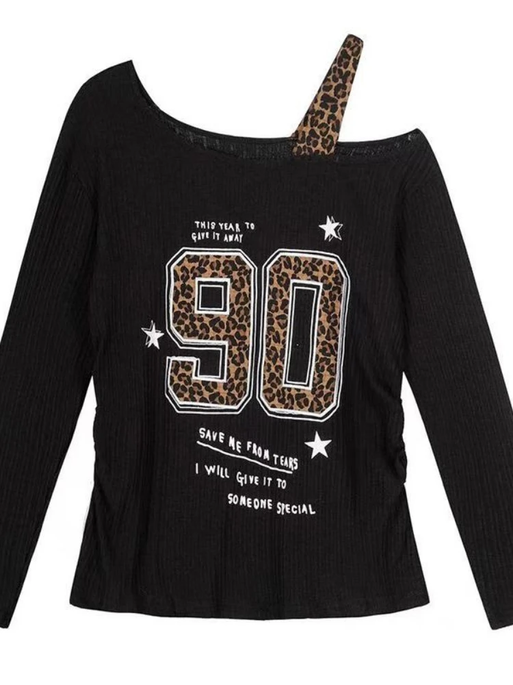 Y2K Patchwork Leopard Print T- - огляд і ціна Embroidery