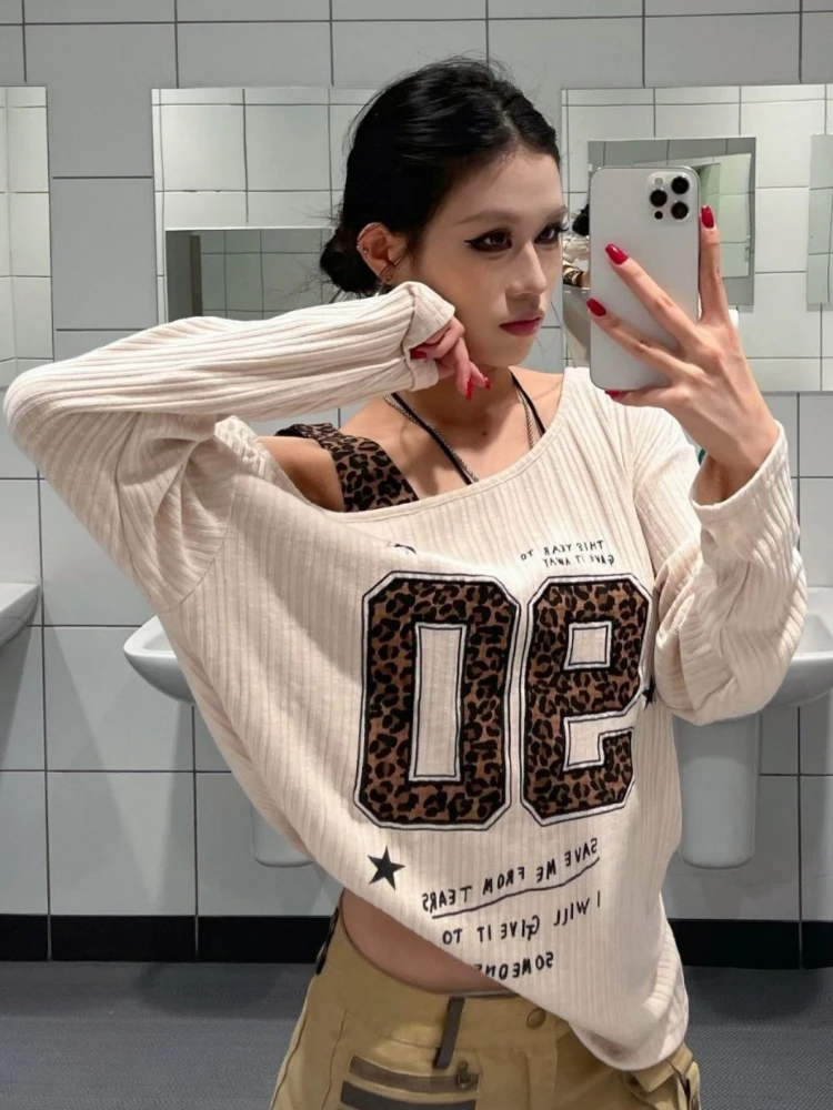 Y2K Patchwork Leopard Print T- - огляд і ціна Embroidery