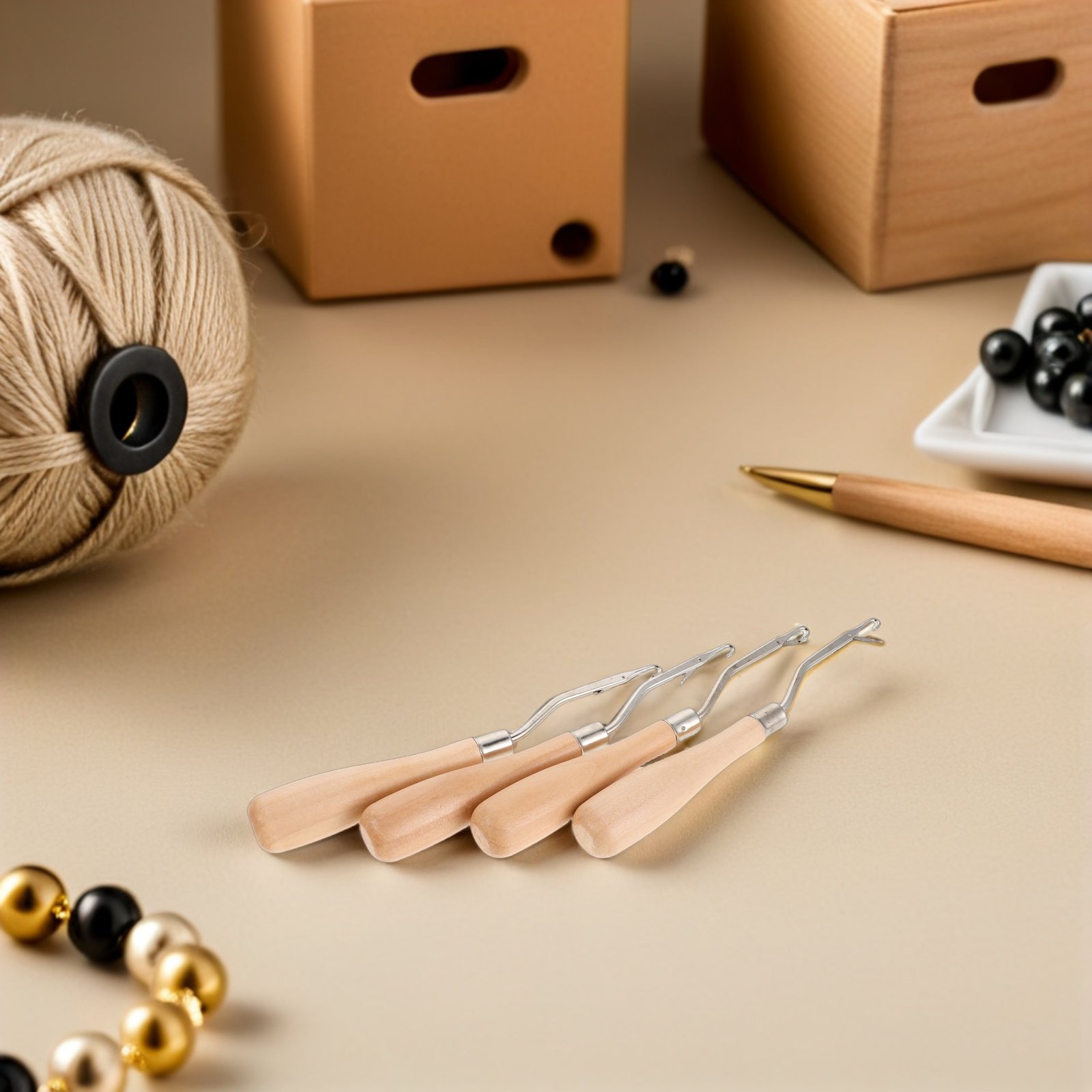 4Pcs Crochet Hooks Ergonomic W - огляд і ціна Wooden Crochet Hooks Ergonomic Handle
