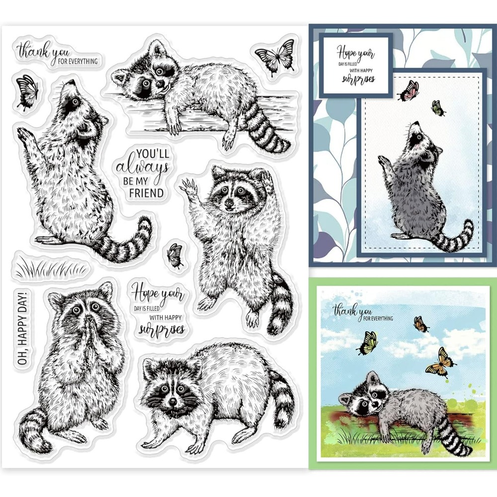 Realistic Raccoons Clear Stamp - огляд і ціна Clear Silicone Stamps For Card Making