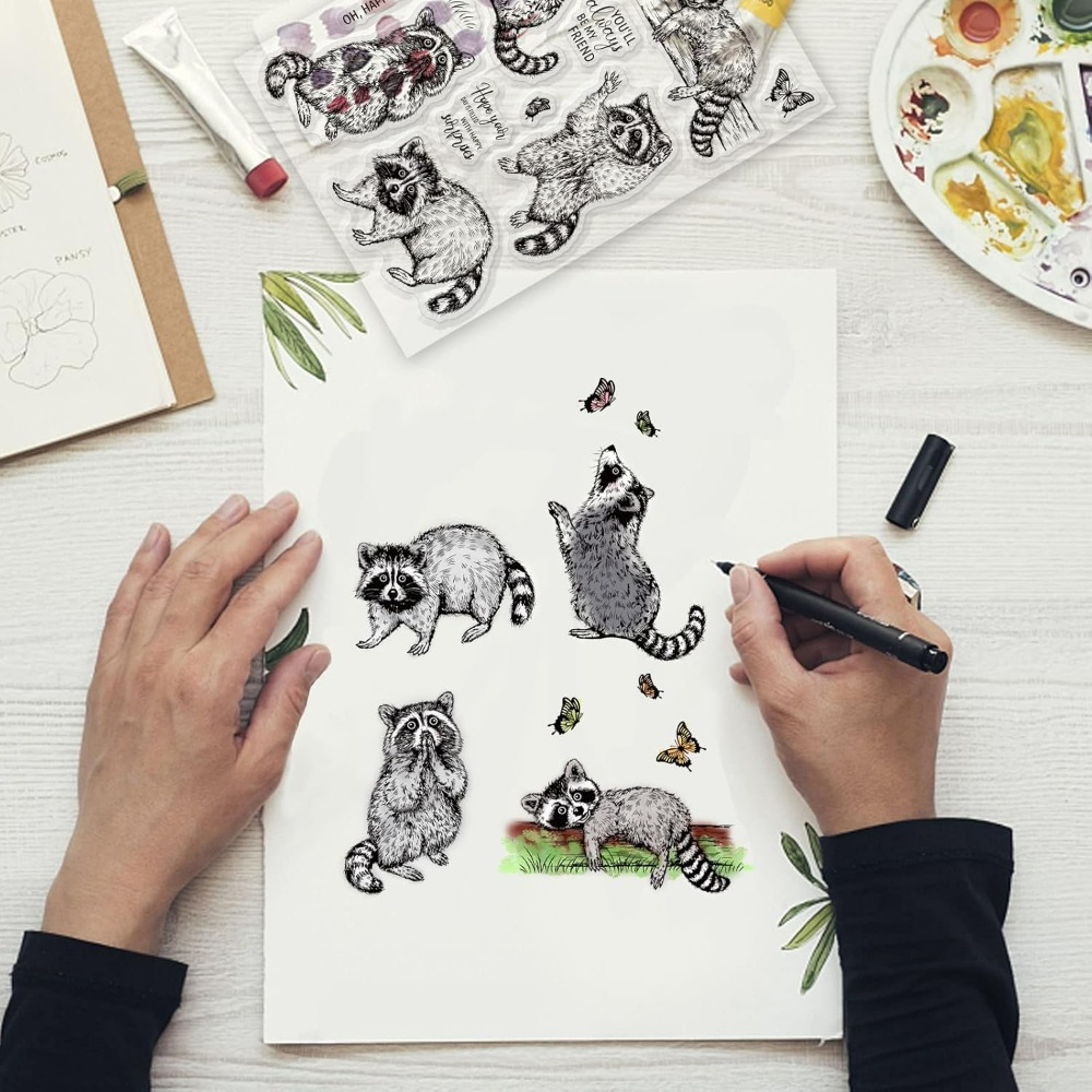 Realistic Raccoons Clear Stamp - огляд і ціна Clear Silicone Stamps For Card Making