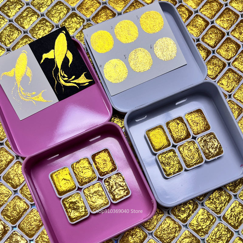 Golden Pearlescent Pigment Sol - огляд і ціна Watercolor Paint Set Solid Pigment