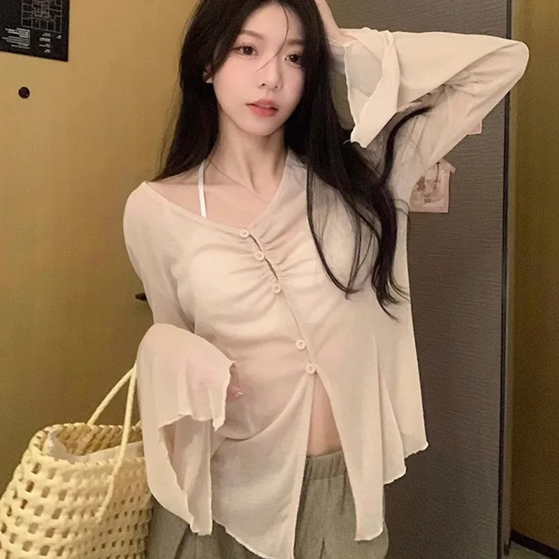 Sheer Flare Sleeve Blouse - Y2 - огляд і ціна Embroidery