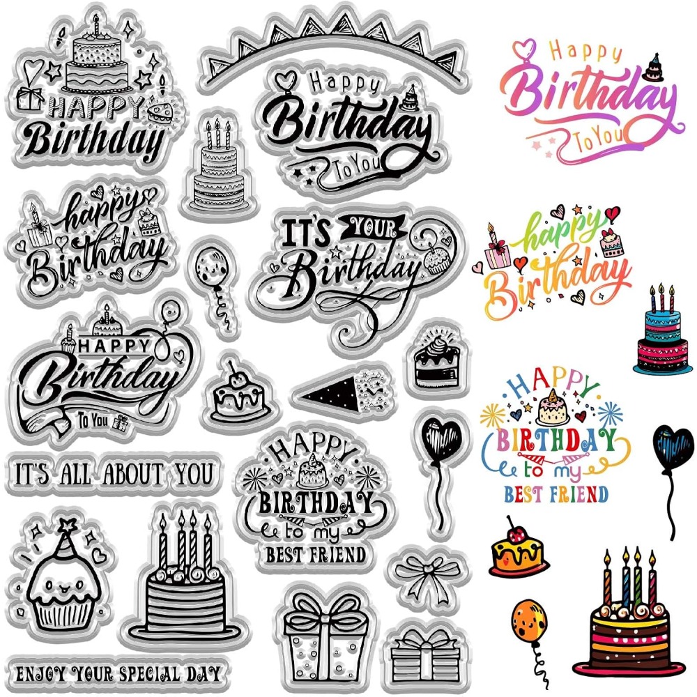 Happy Birthday Clear Stamps fo - огляд і ціна Clear Silicone Stamps For Card Making