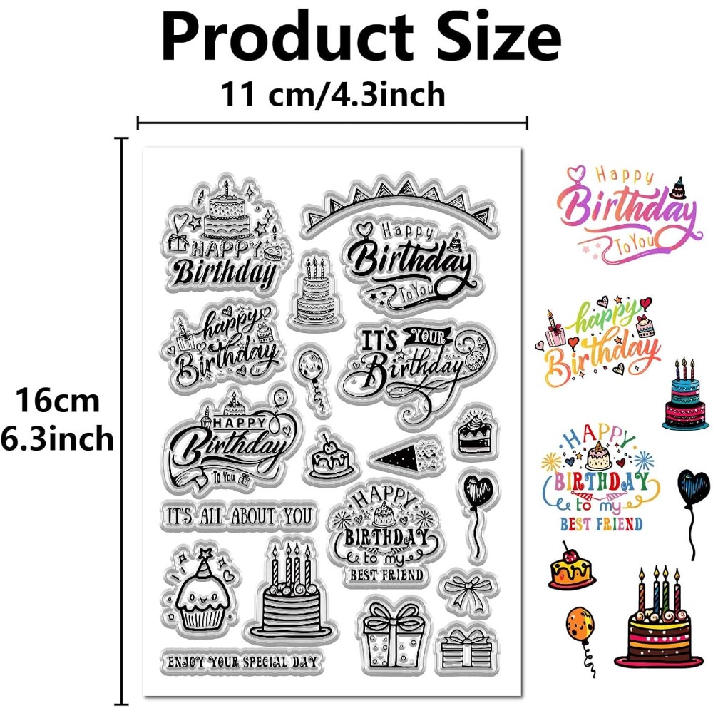Happy Birthday Clear Stamps fo - огляд і ціна Clear Silicone Stamps For Card Making
