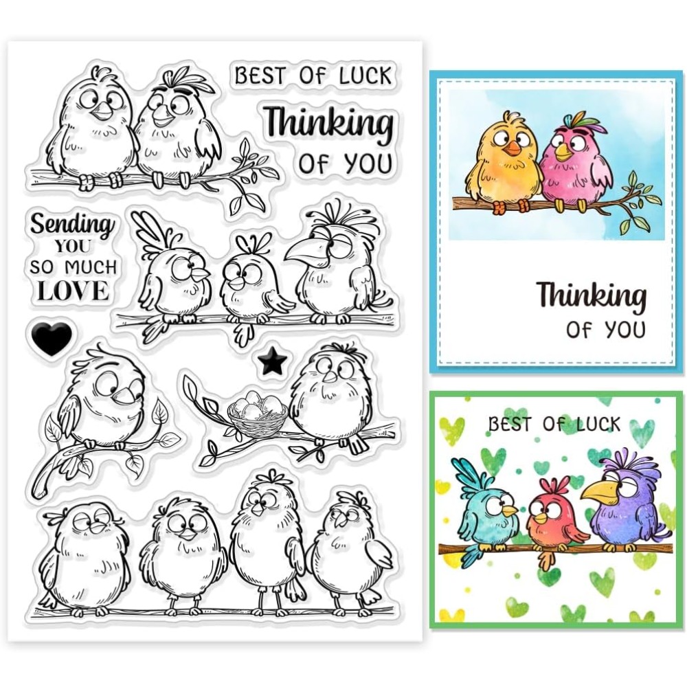 Funny Birds Branches Clear Sta - огляд і ціна Clear Silicone Stamps For Card Making