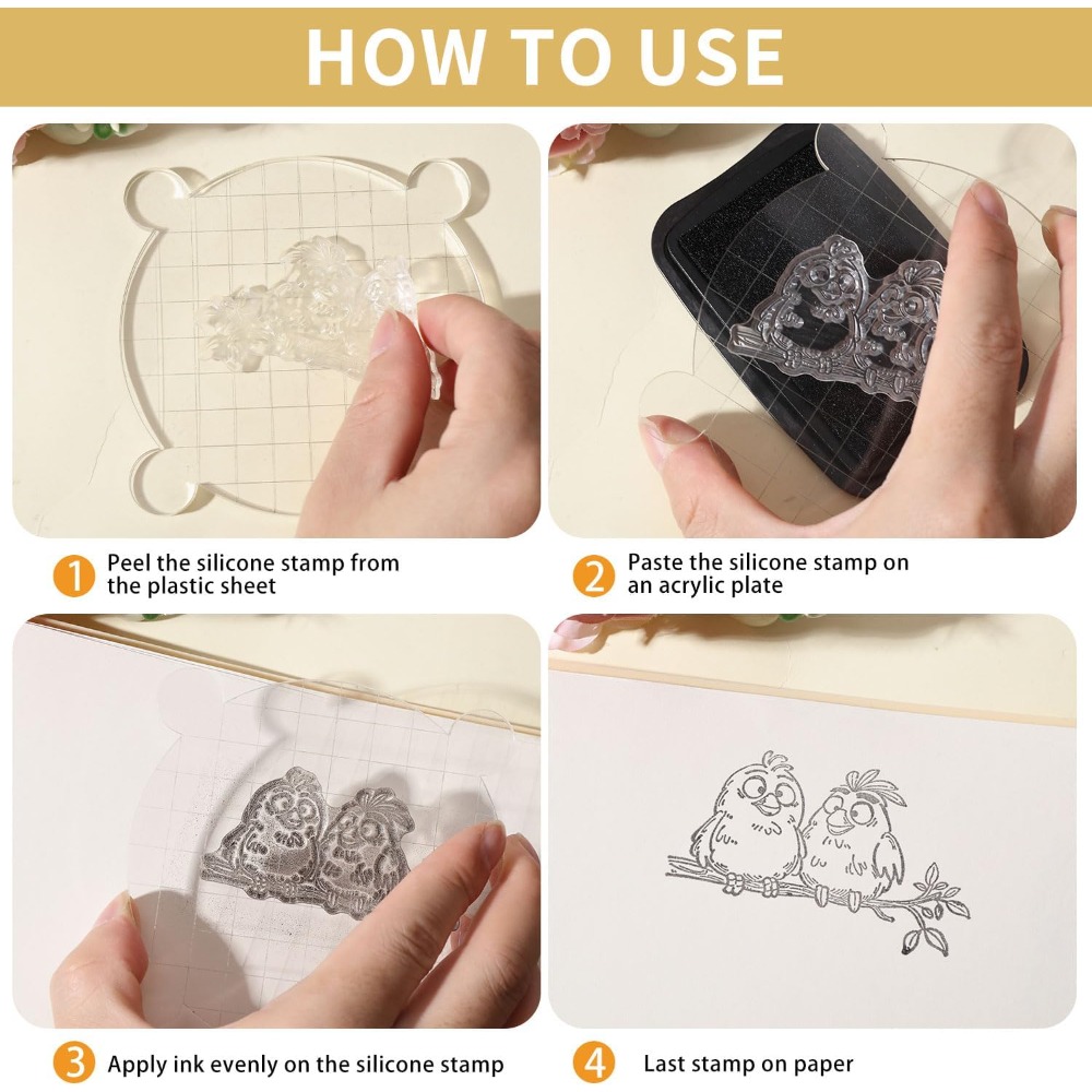 Funny Birds Branches Clear Sta - огляд і ціна Clear Silicone Stamps For Card Making