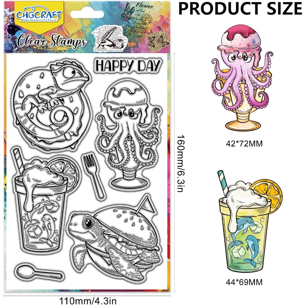 Marine Animal Clear Stamps Tur - огляд і ціна Clear Silicone Stamps For Card Making