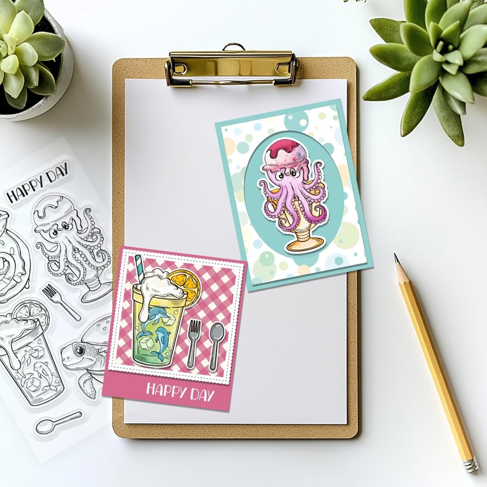 Marine Animal Clear Stamps Tur - огляд і ціна Clear Silicone Stamps For Card Making