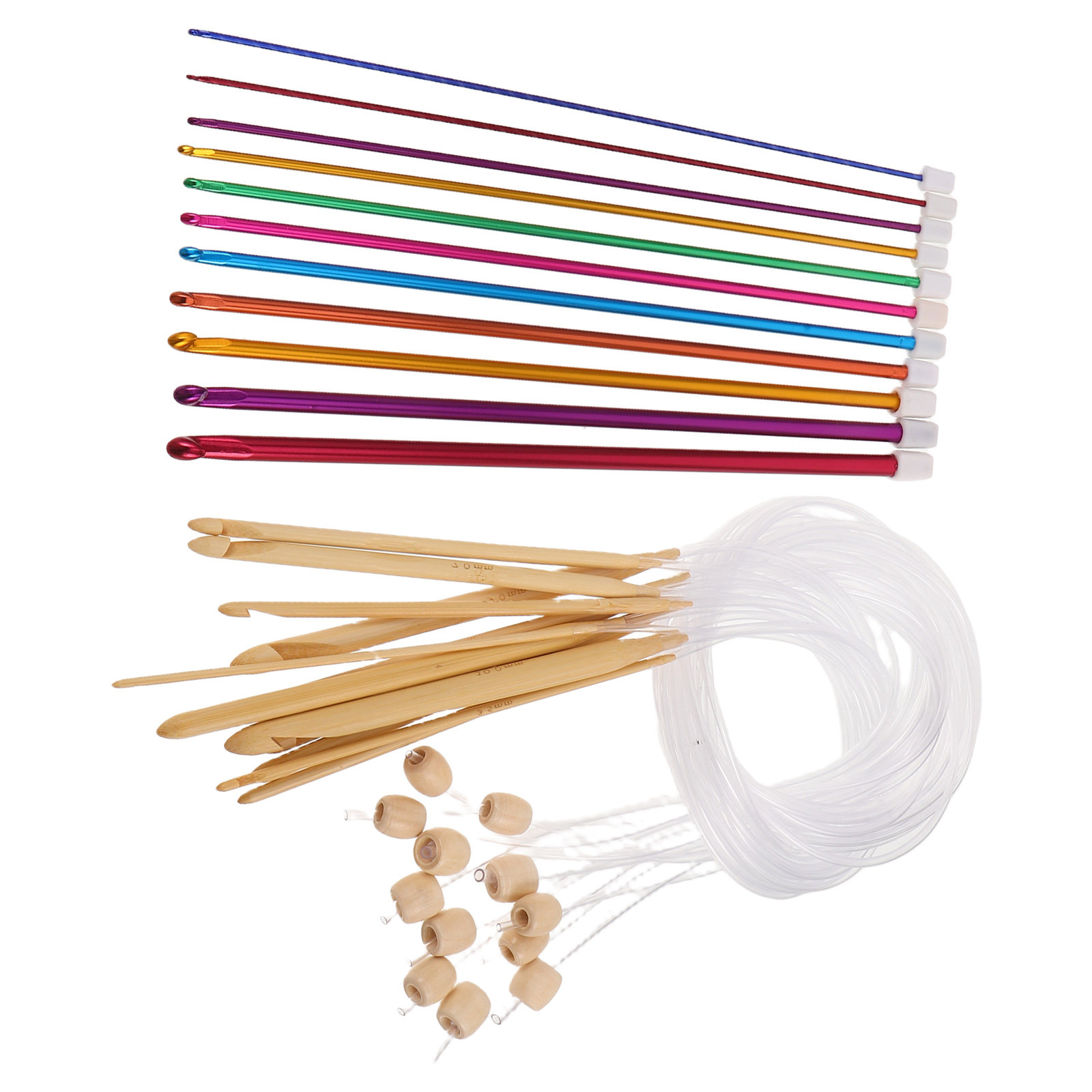1Set Vibrant Color Crochet Hoo - огляд і ціна Wooden Crochet Hooks Ergonomic Handle