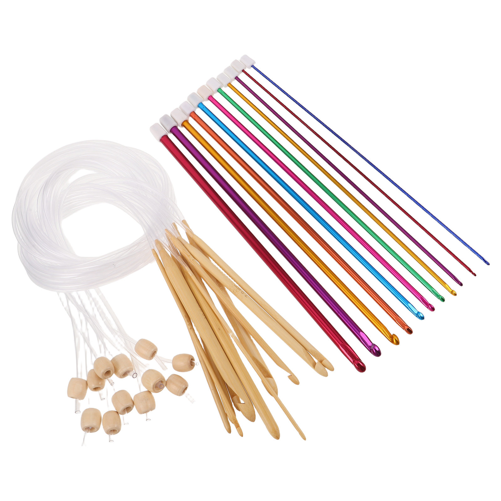 1Set Vibrant Color Crochet Hoo - огляд і ціна Wooden Crochet Hooks Ergonomic Handle