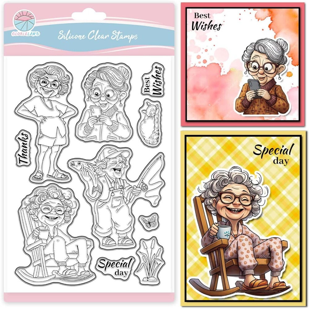 Smiling Old Lady Clear Stamps  - огляд і ціна Clear Silicone Stamps For Card Making