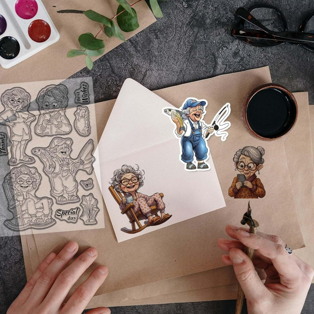 Smiling Old Lady Clear Stamps  - огляд і ціна Clear Silicone Stamps For Card Making