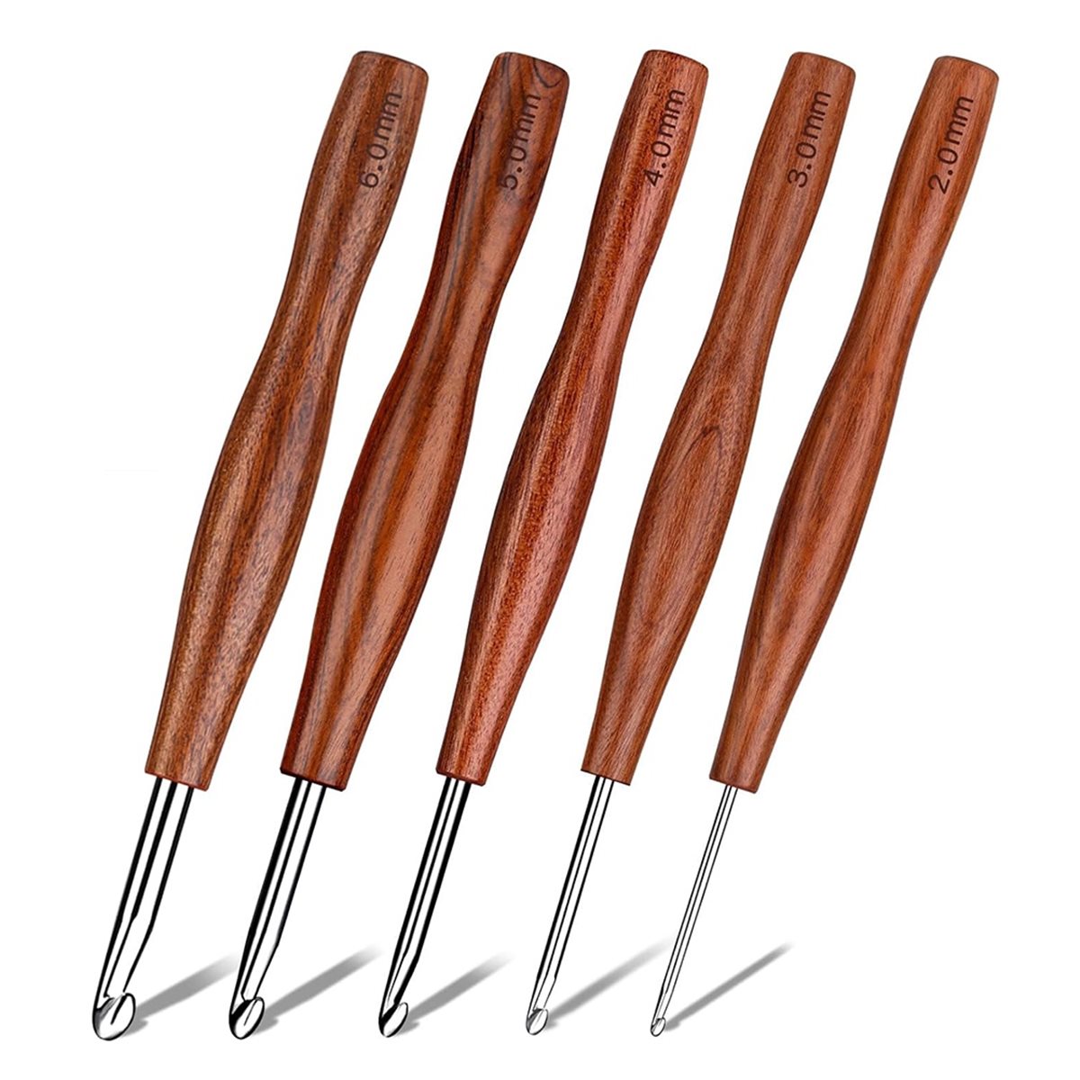 NOCM 5 Pcs Crochet Hook, 5 Siz - огляд і ціна Wooden Crochet Hooks Ergonomic Handle