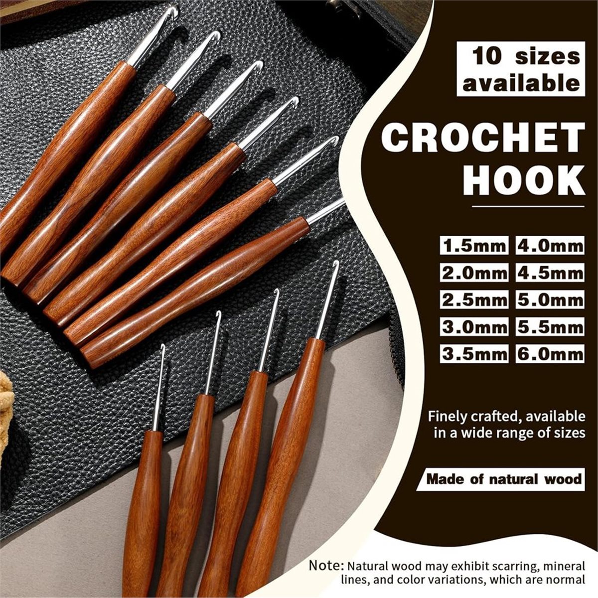 NOCM 5 Pcs Crochet Hook, 5 Siz - огляд і ціна Wooden Crochet Hooks Ergonomic Handle