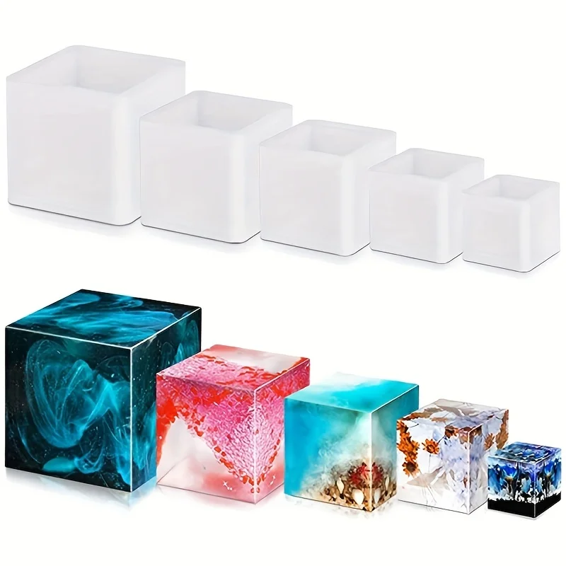 5 pcs Square Resin Mold Silico - огляд і ціна Silicone Epoxy Resin Molds Set