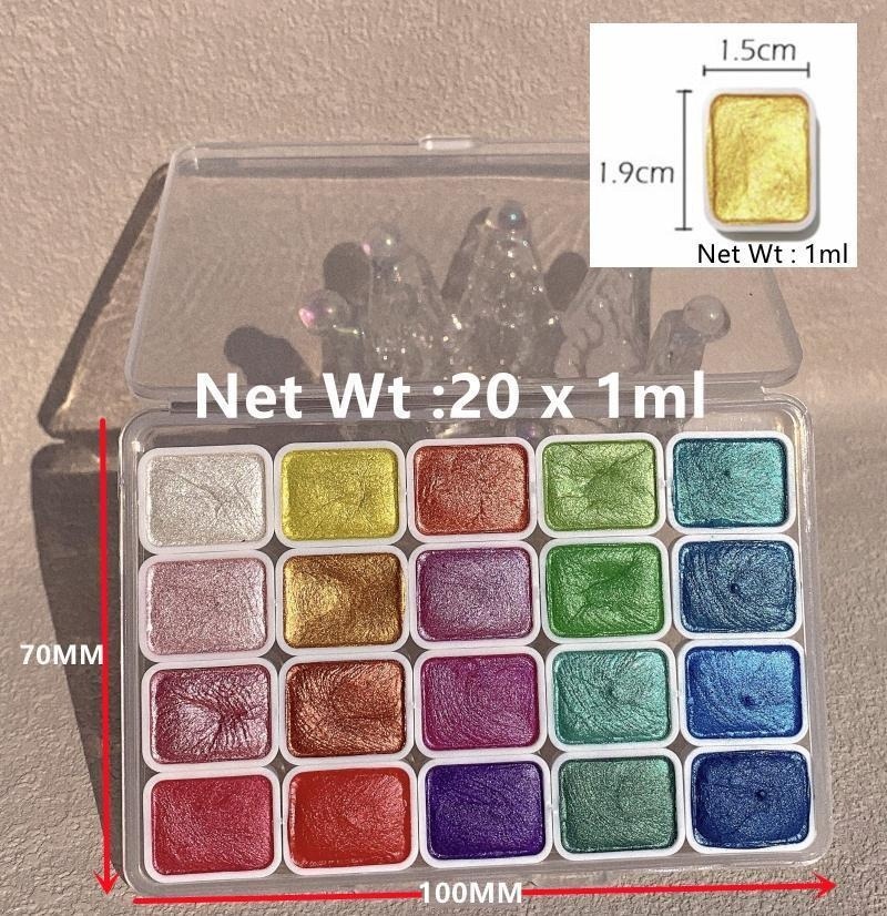 Pearlescent Paints Portable 20 - огляд і ціна Watercolor Paint Set Solid Pigment