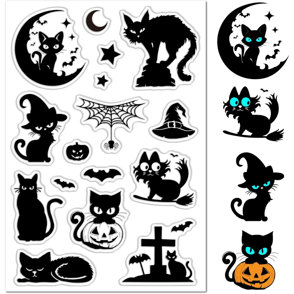 Halloween Black Cats Clear Rub - огляд і ціна Clear Silicone Stamps For Card Making