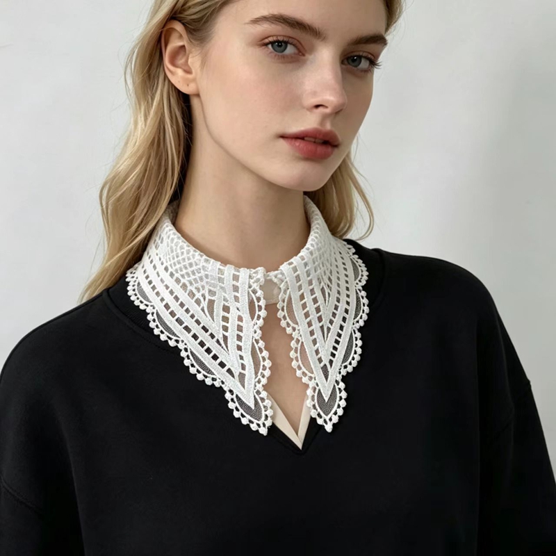 Lady White Ruffled False Colla - огляд і ціна Embroidery