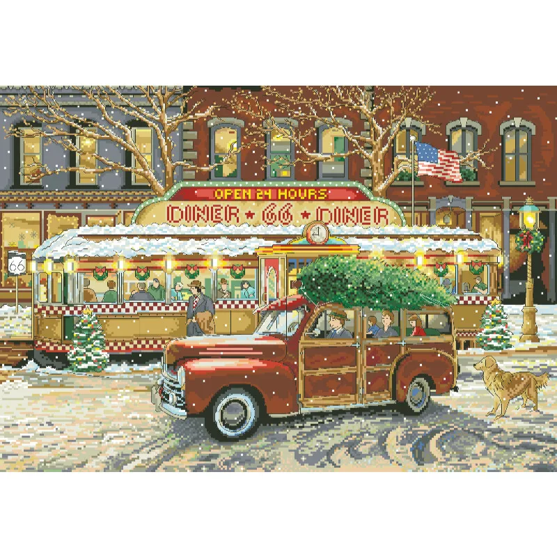 [[CC5130-66 Route Christmas Re - огляд і ціна Cross Stitch Stamped Kits Beginners