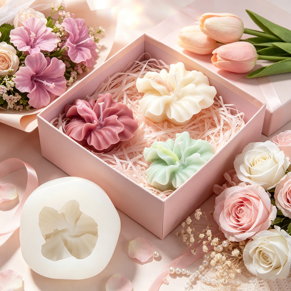 2pcs Hibiscus Flower Candle Mo - огляд і ціна Silicone Epoxy Resin Molds Set